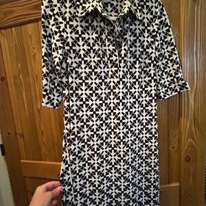 Maggy London Black and White Geometric Shirt Dress